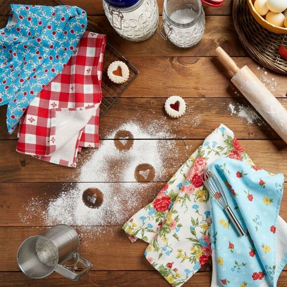 Pioneer Woman Sweet Rose Kitchen Towels Country Farmhouse Cotton 4pc Gift NEW - Picture 6 of 6